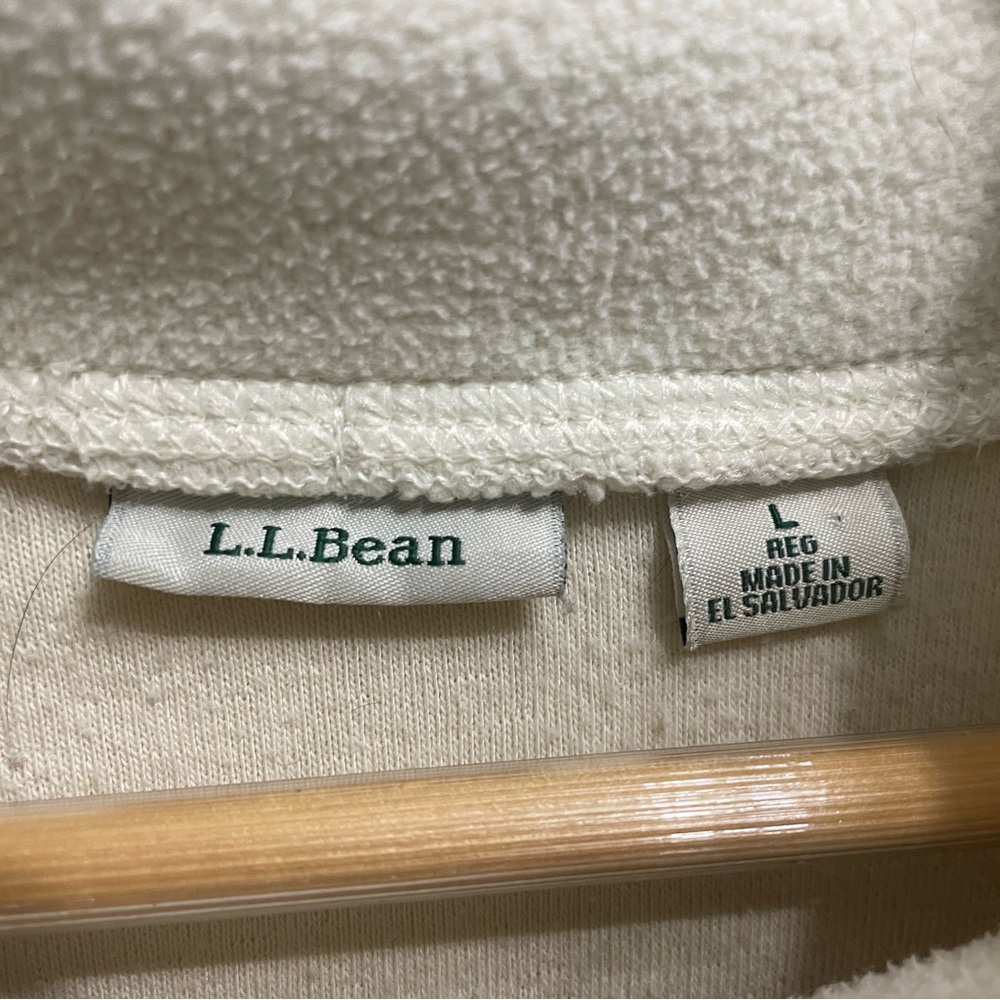 L.L. Bean Women’s Sherpa Fleece Pullover Jacket Sweater Off White Large - Picture 5 of 9